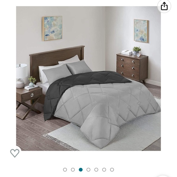 Queen/full 3pcs comforter set in black/grey - Picture 3 of 8